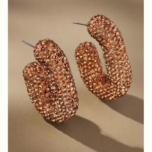 Anthropologie | OBLONG PAVÉ HOOP EARRINGS ROSE GOLD